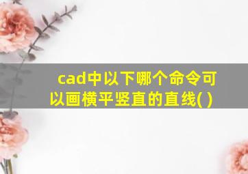 cad中以下哪个命令可以画横平竖直的直线( )